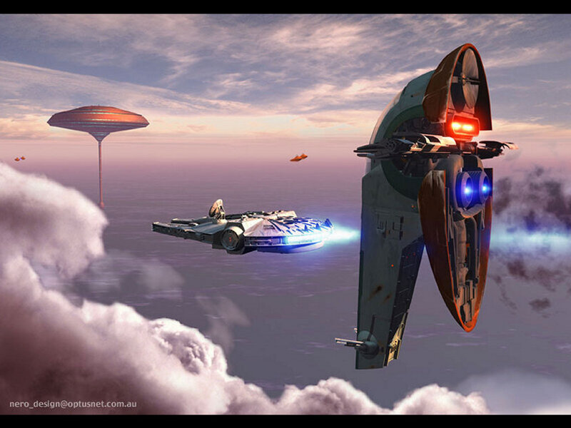 Star Wars ships in flight