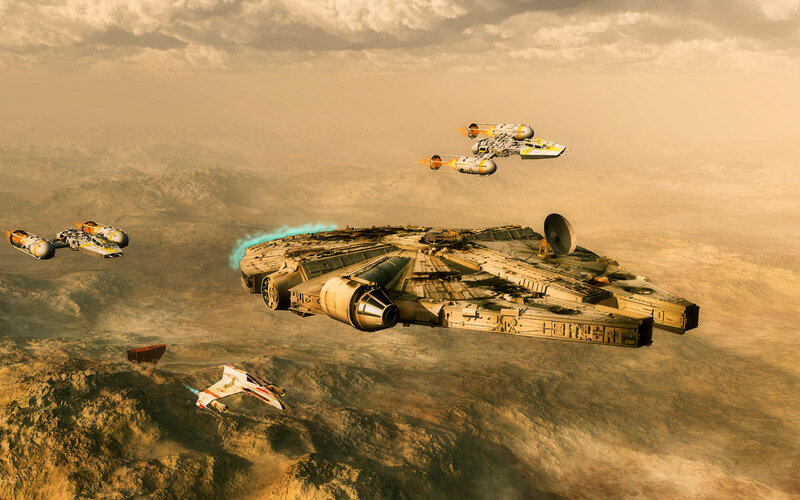 Star Wars ships in flight