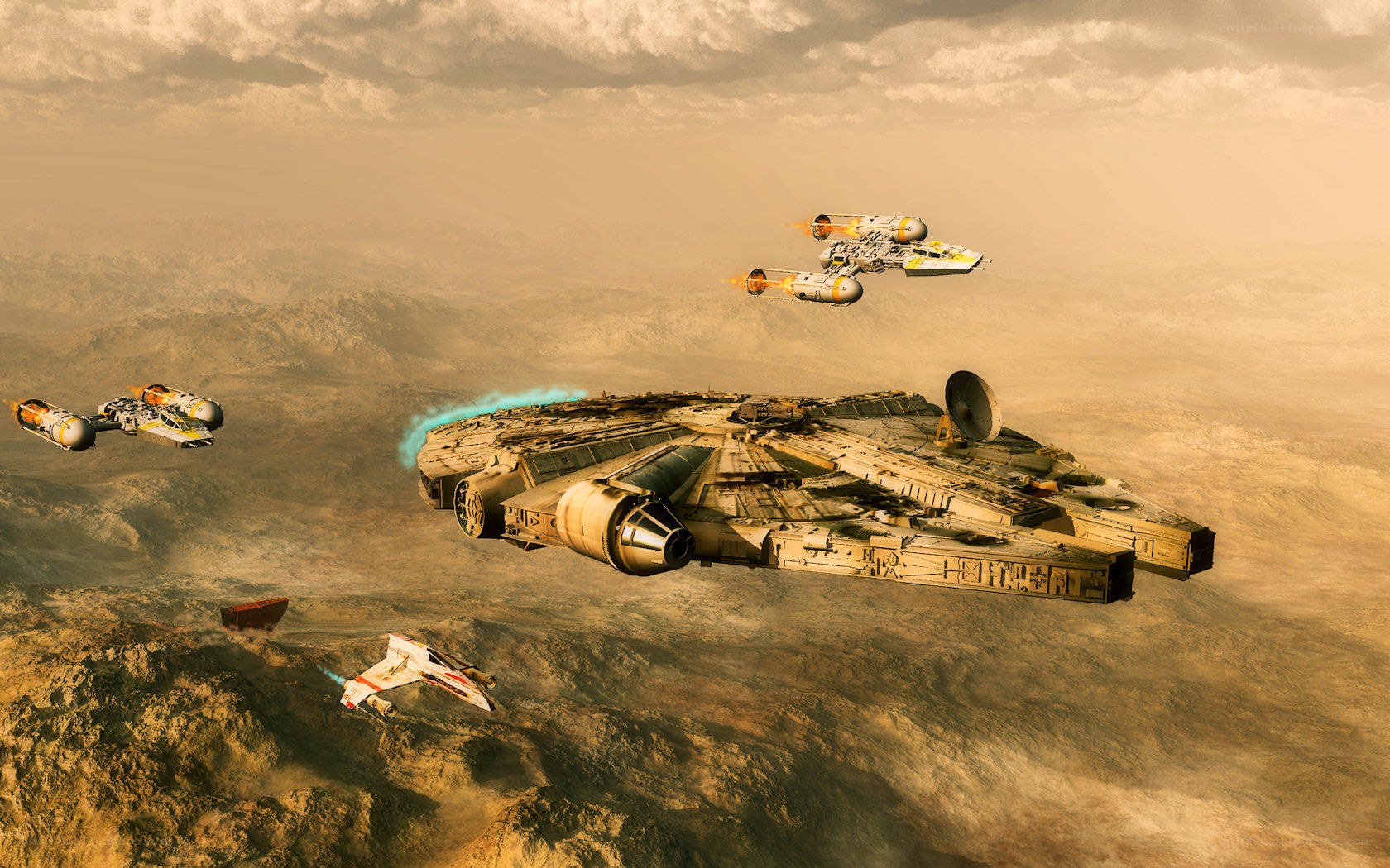 Star Wars ships in flight