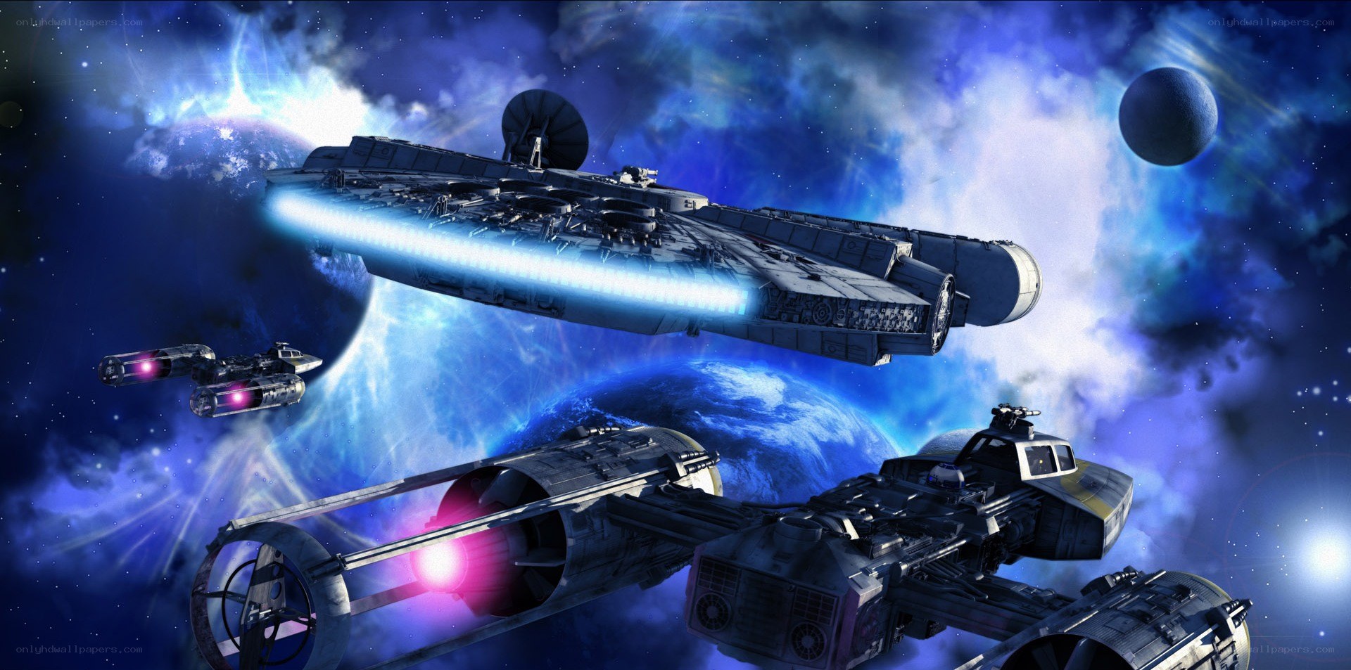 Star Wars ships in space