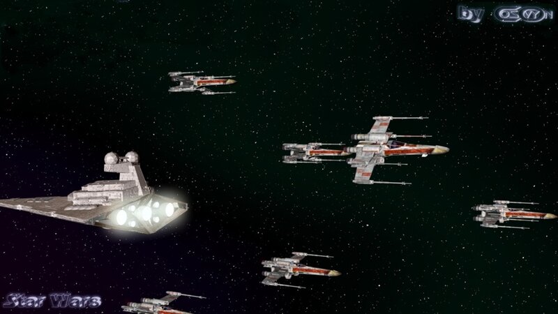 Star Wars space battle scene
