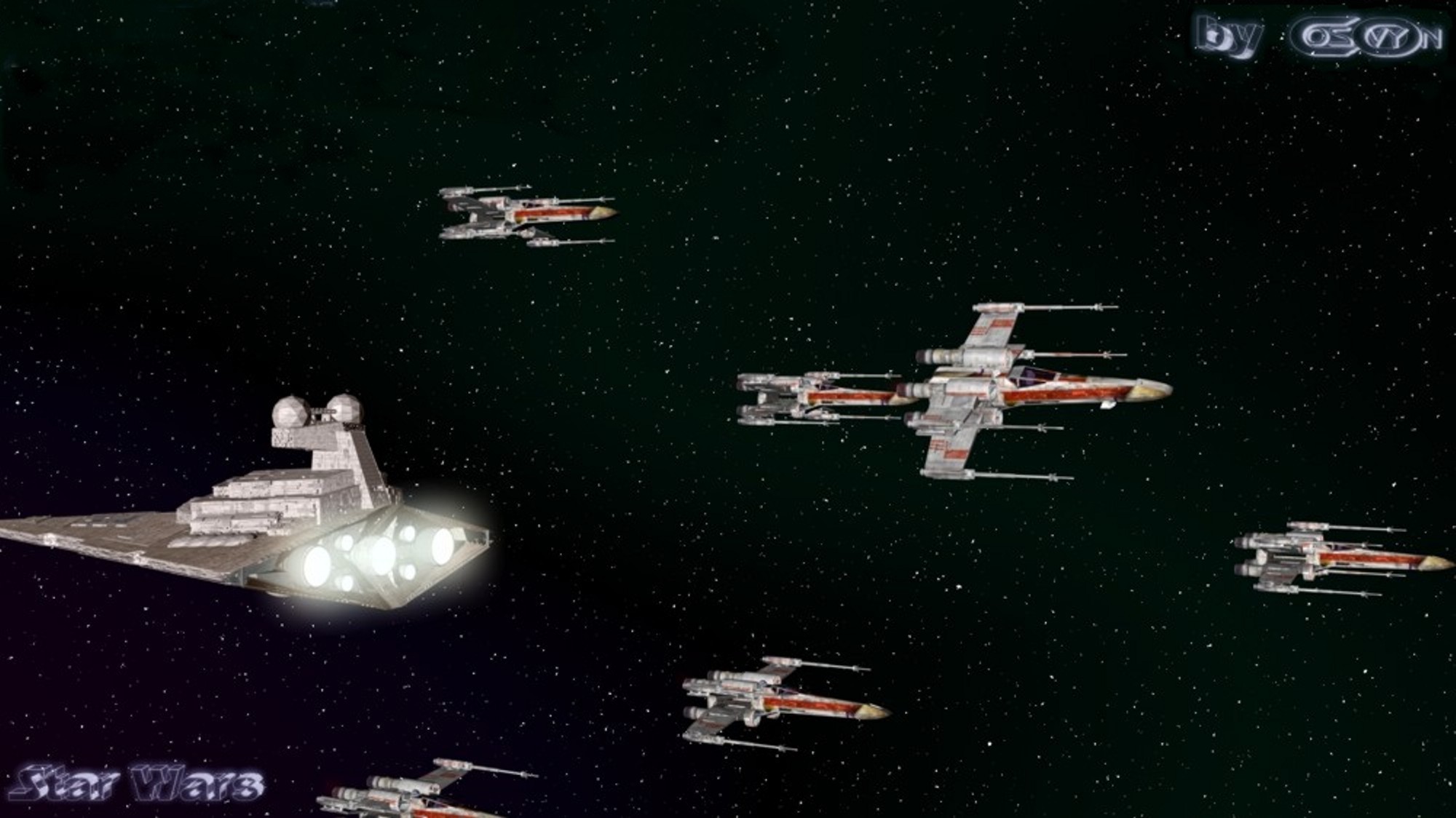 Star Wars space battle scene