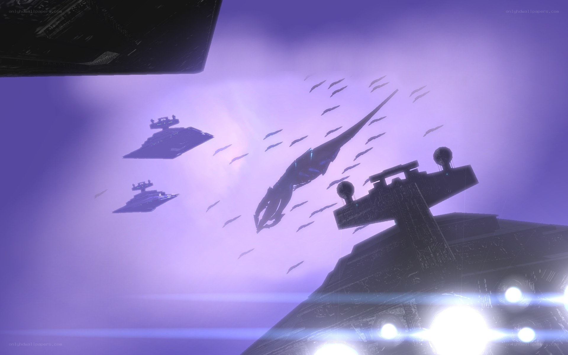 Star Wars space battle scene