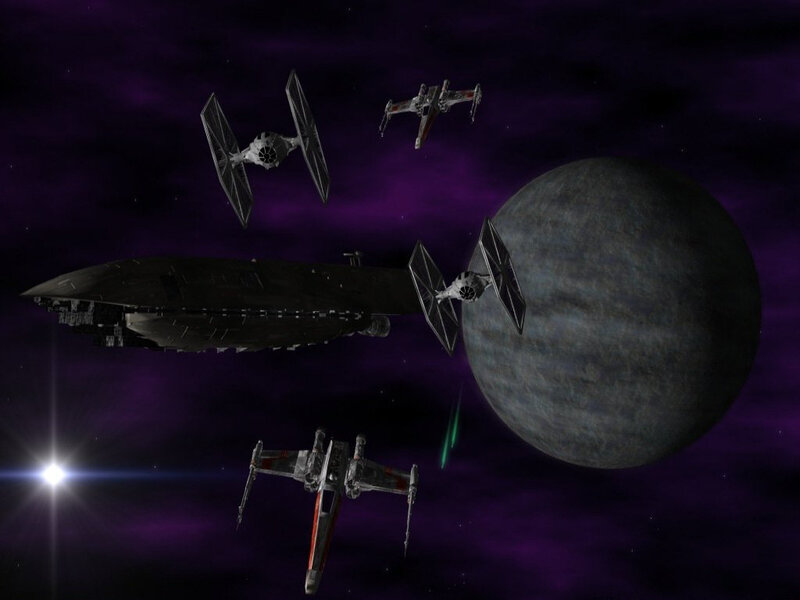 Star Wars space battle scene