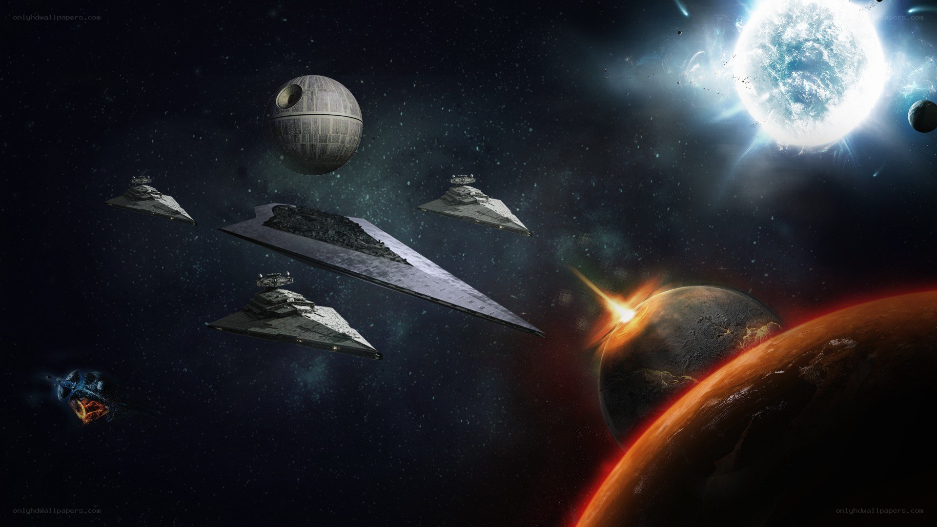 Star Wars space battle scene