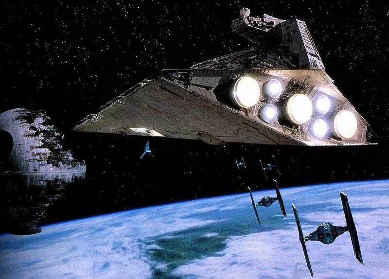 Star Wars space battle scene