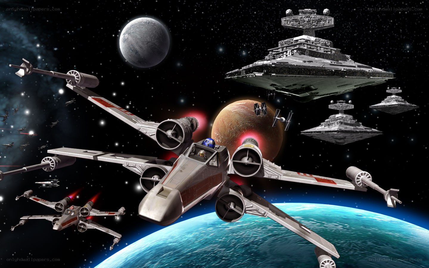 Star Wars space battle scene