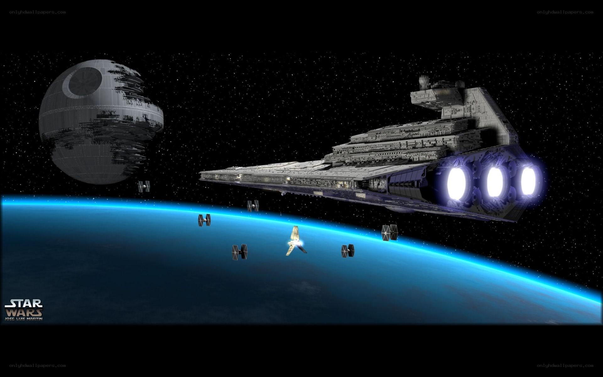 Star Wars space battle scene