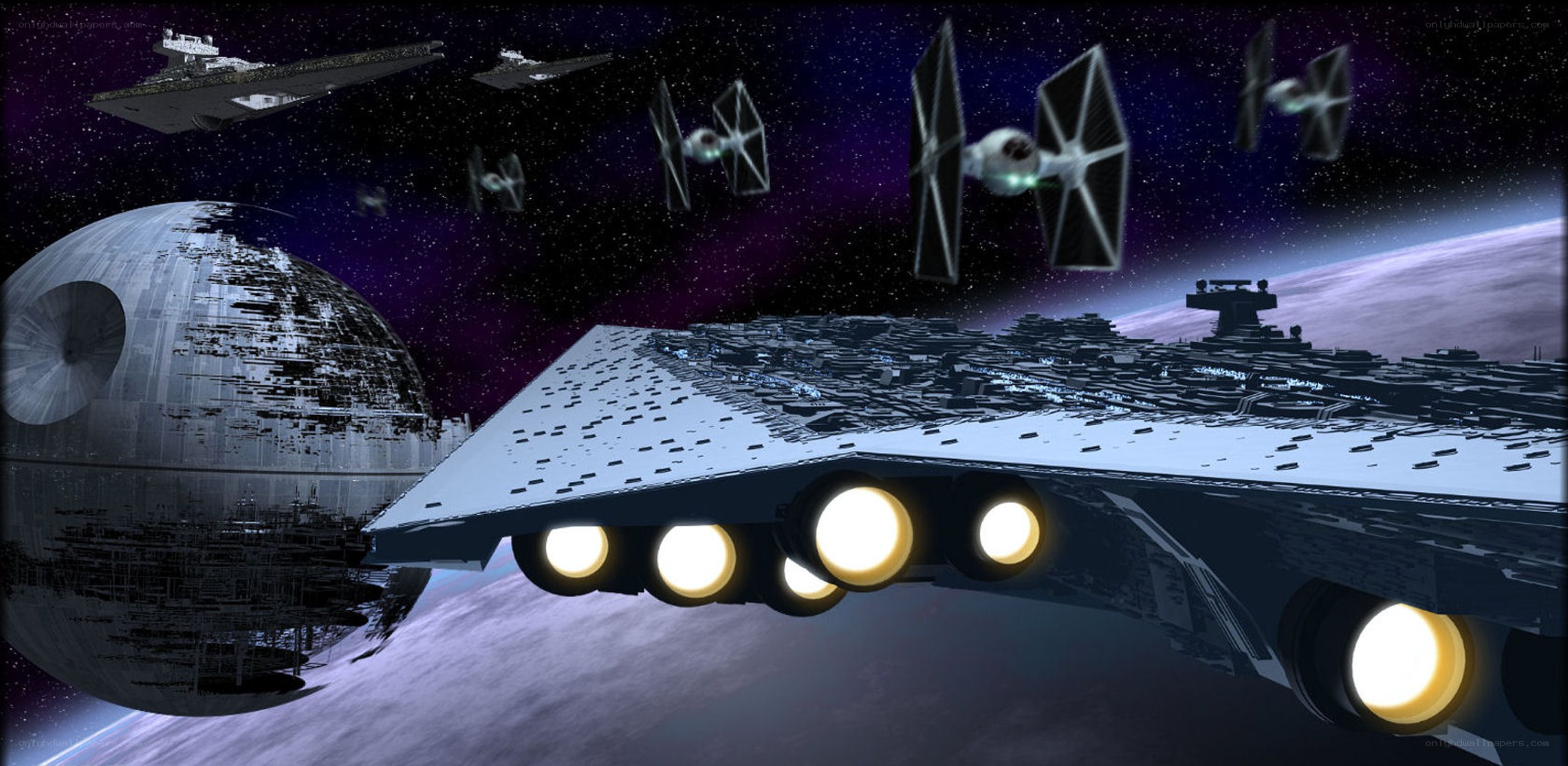 Star Wars space battle scene
