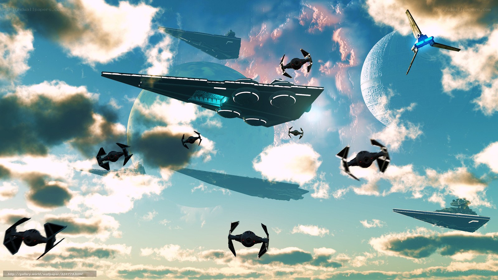 Star Wars space battle scene
