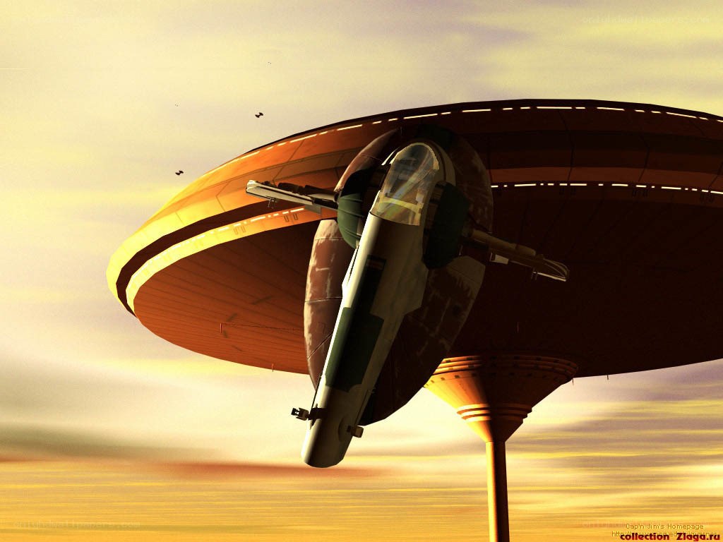 Star Wars spacecraft at sunset