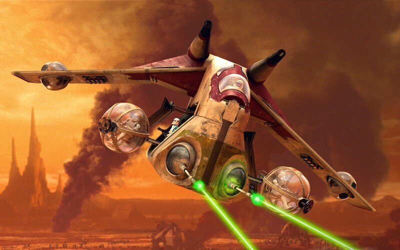 Star Wars starfighter in battle