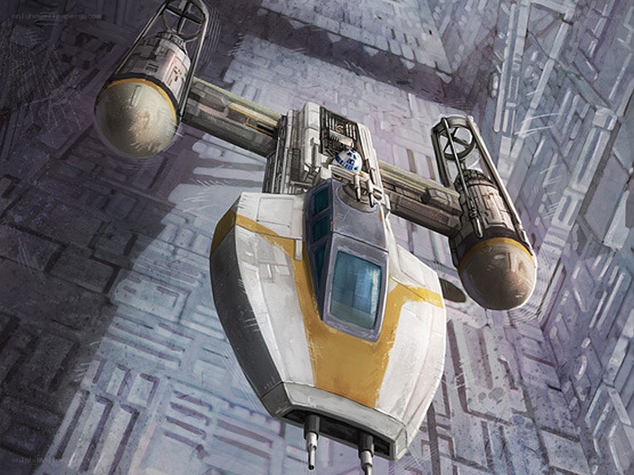 Star Wars starfighter in hangar