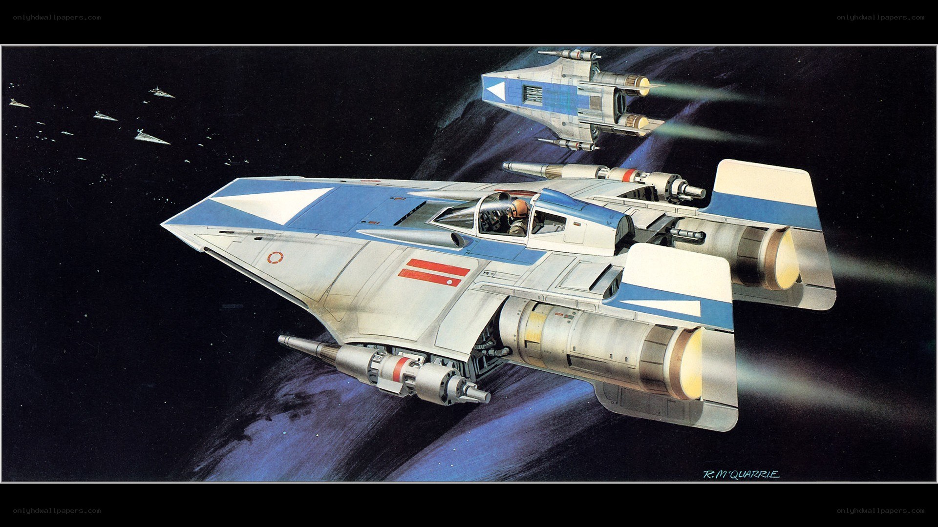 Star Wars starfighters in space