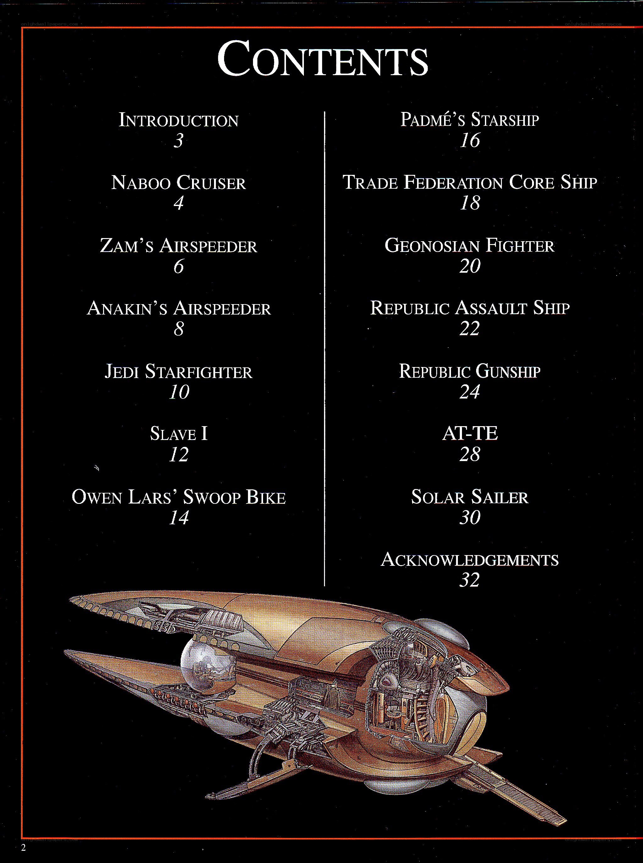 Star Wars starship guide contents