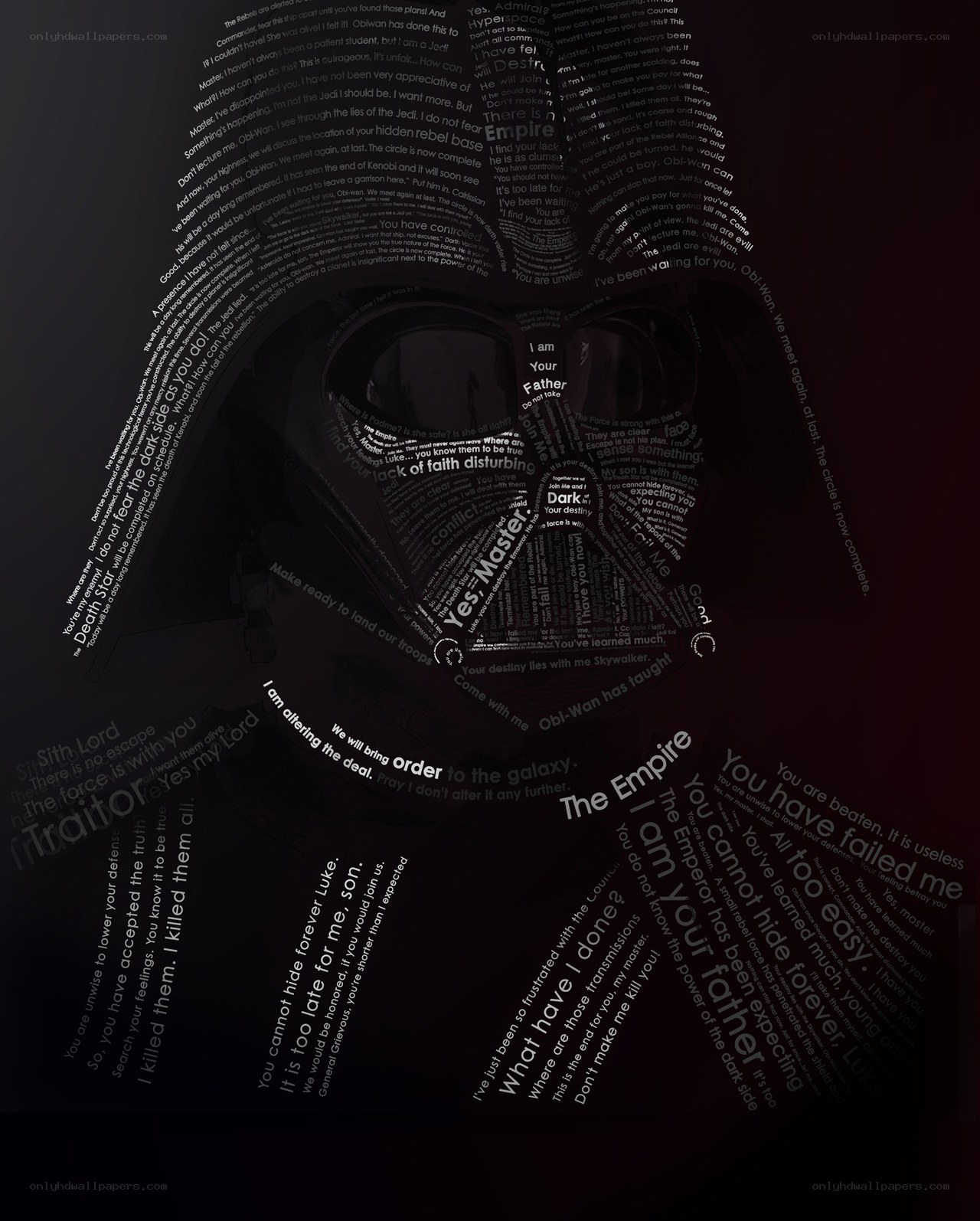 Star Wars text collage