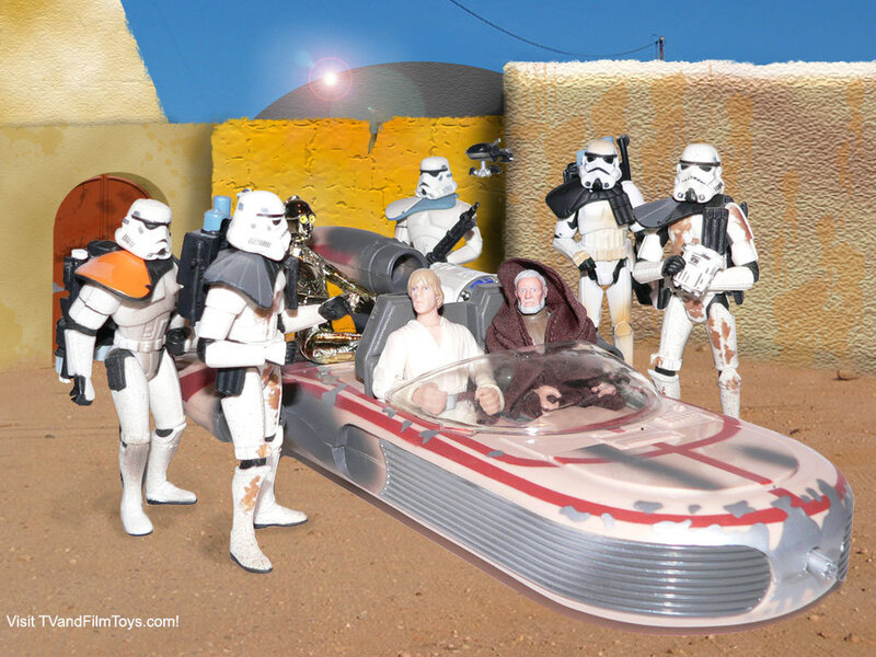 Star Wars toy scene with speeder