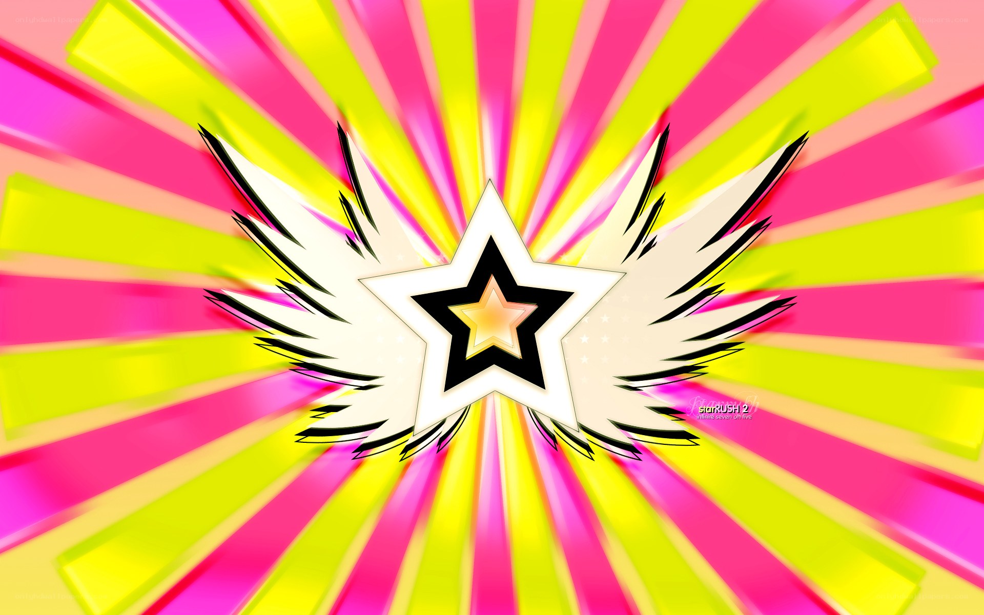 Star with wings on colorful background