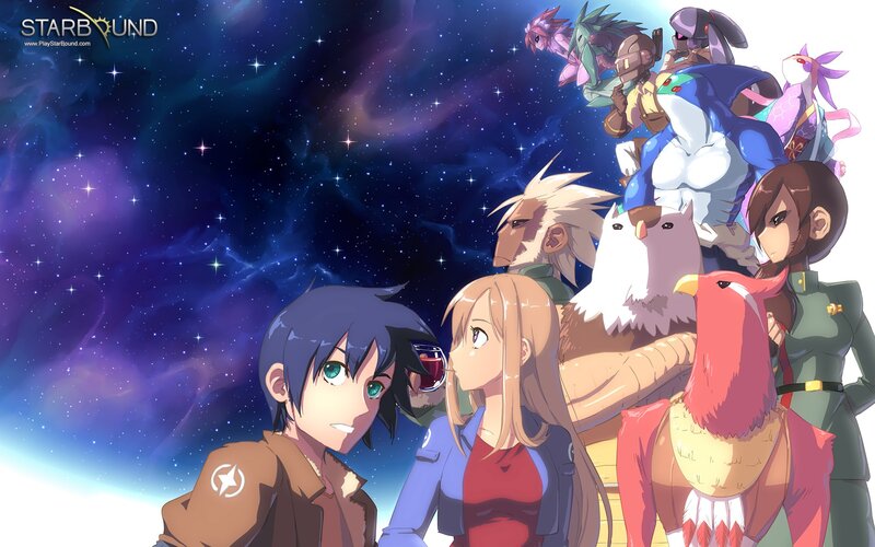 Starbound game characters in space