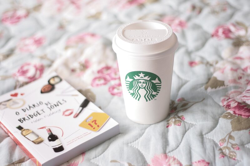 Starbucks coffee and book