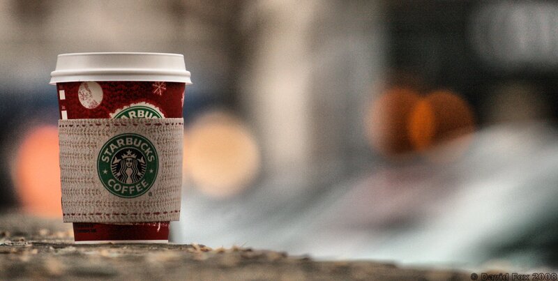 Starbucks coffee cup on street