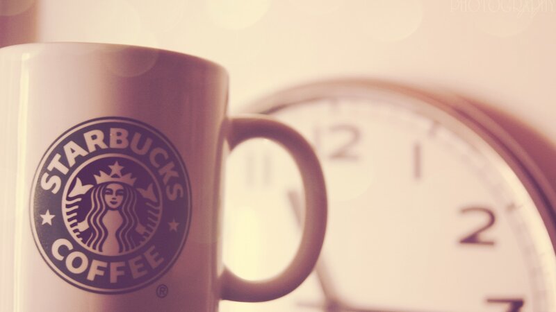 Starbucks Coffee Mug — White, Calm, Photograph, Clock