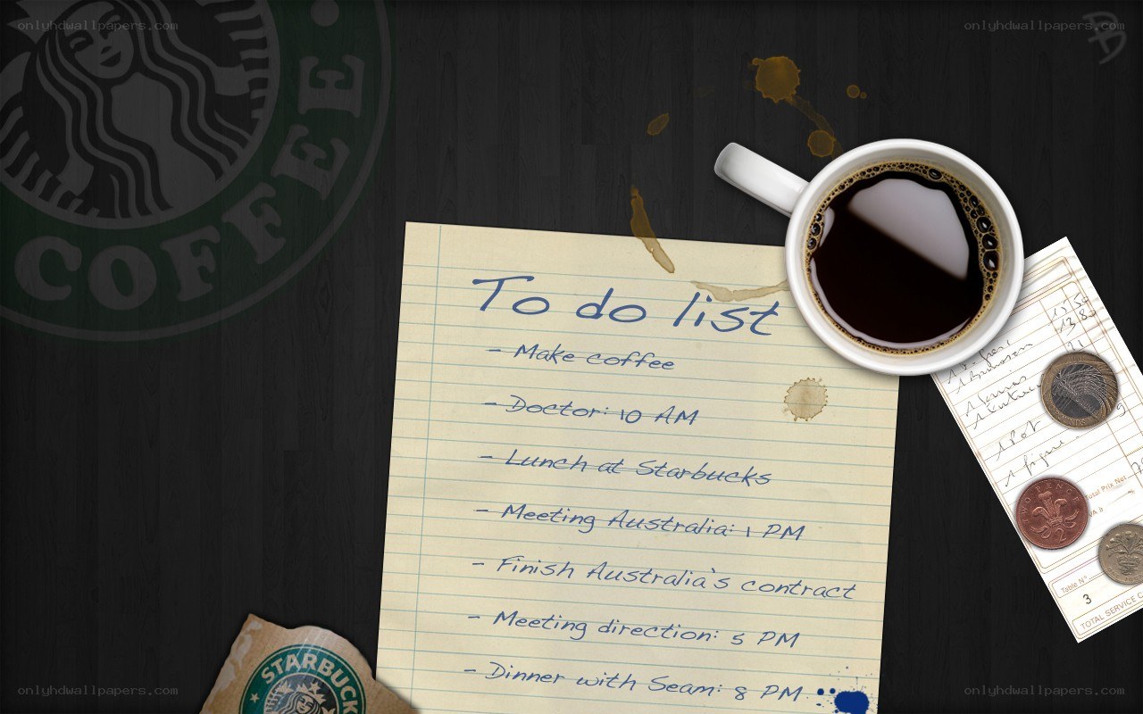 Starbucks coffee to-do list