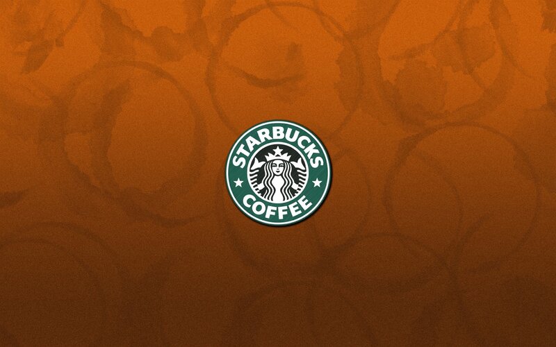 Starbucks logo on coffee background
