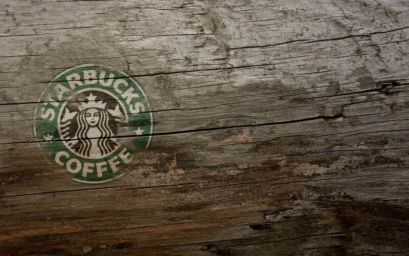 Starbucks Logo on Wood — Brown