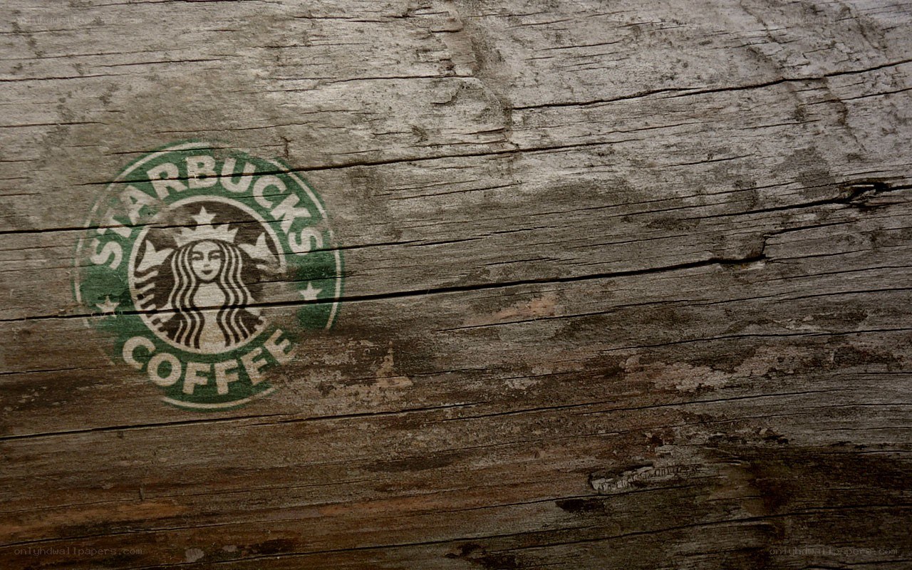 Starbucks logo on wood