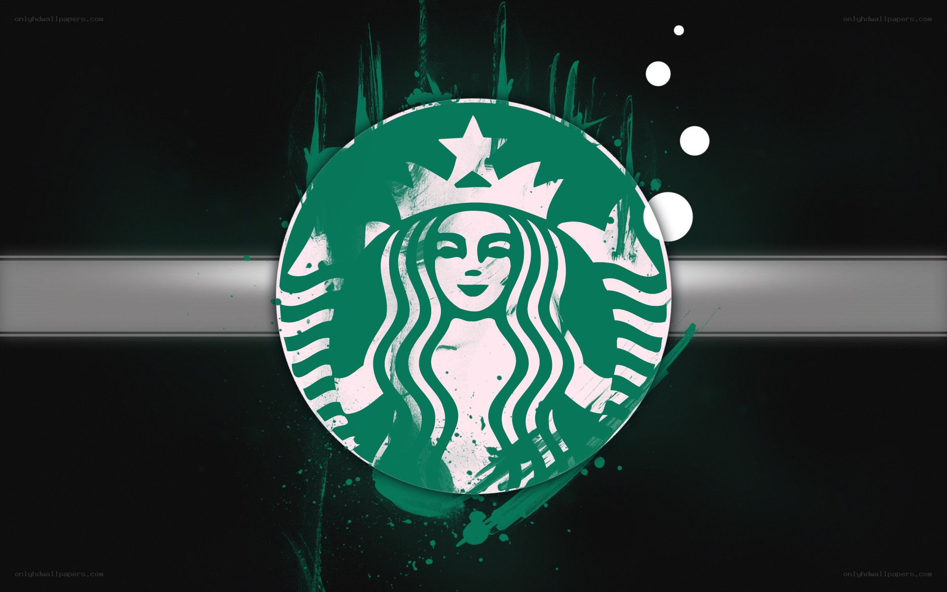 Starbucks logo with green splatter