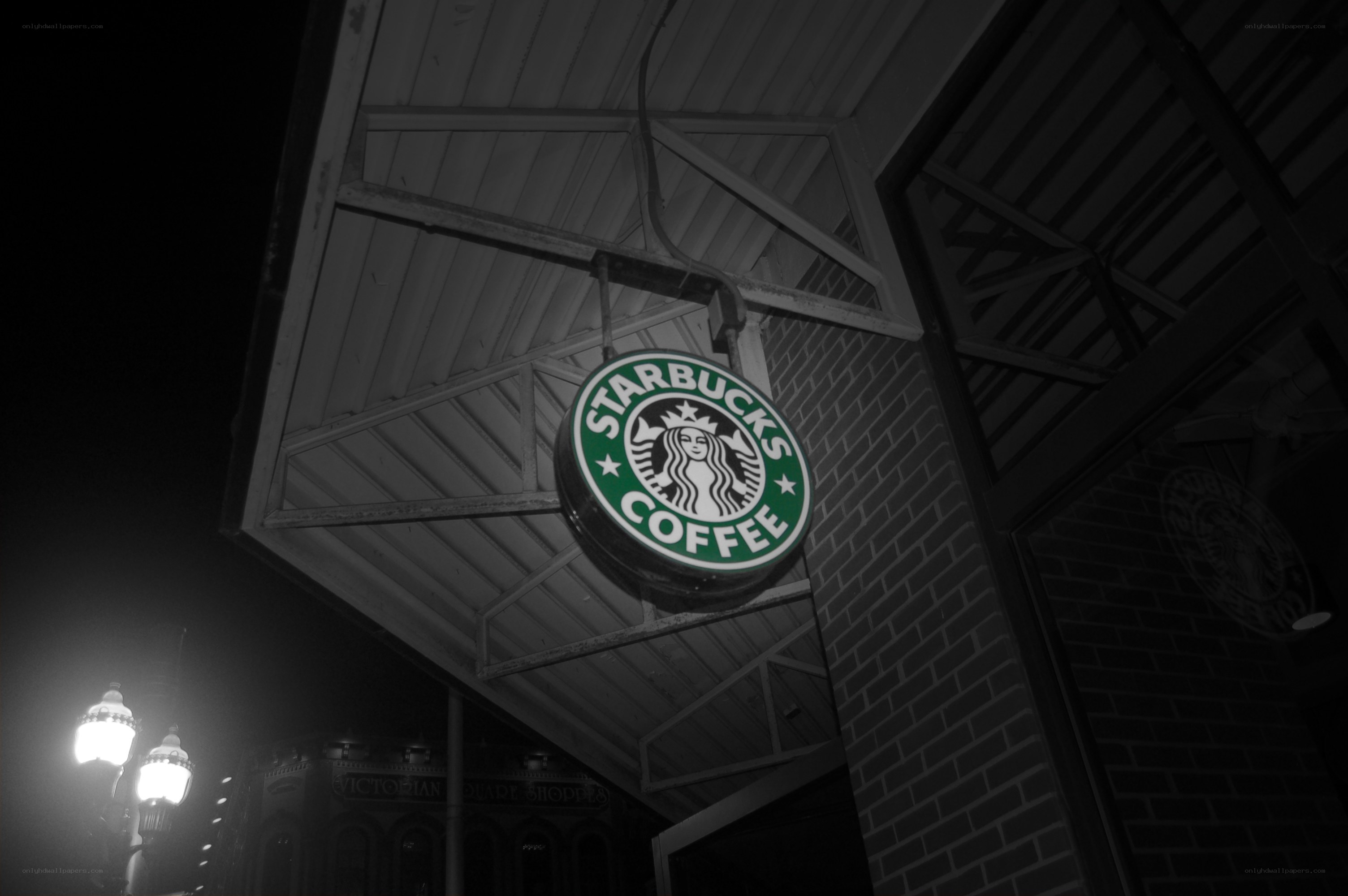 Starbucks sign at night