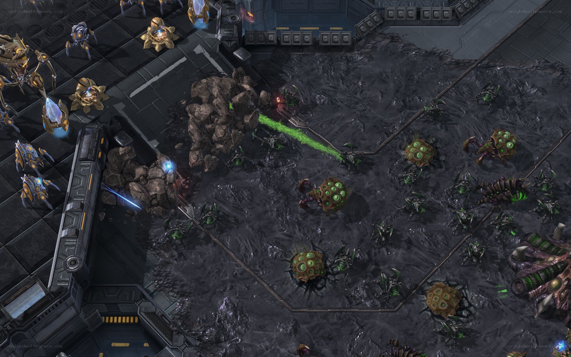 StarCraft II battle scene