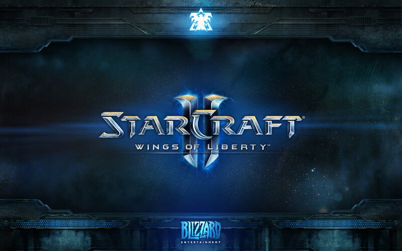 StarCraft II Logo — Blue, Dramatic, Night, Digital Art, Blizzard Entertainment