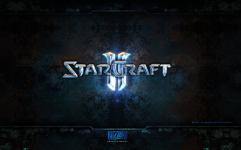 StarCraft II logo on dark background
