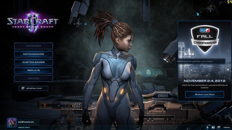 StarCraft II main menu