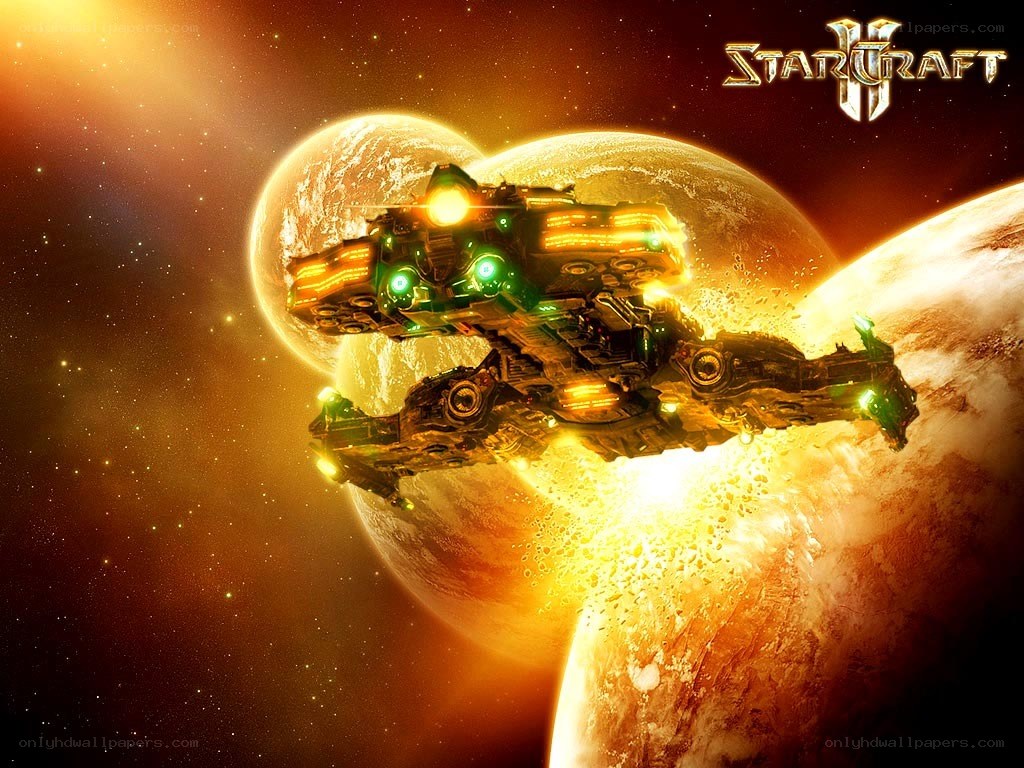 Starcraft II spaceship in space