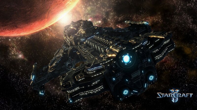 StarCraft II spaceship in space