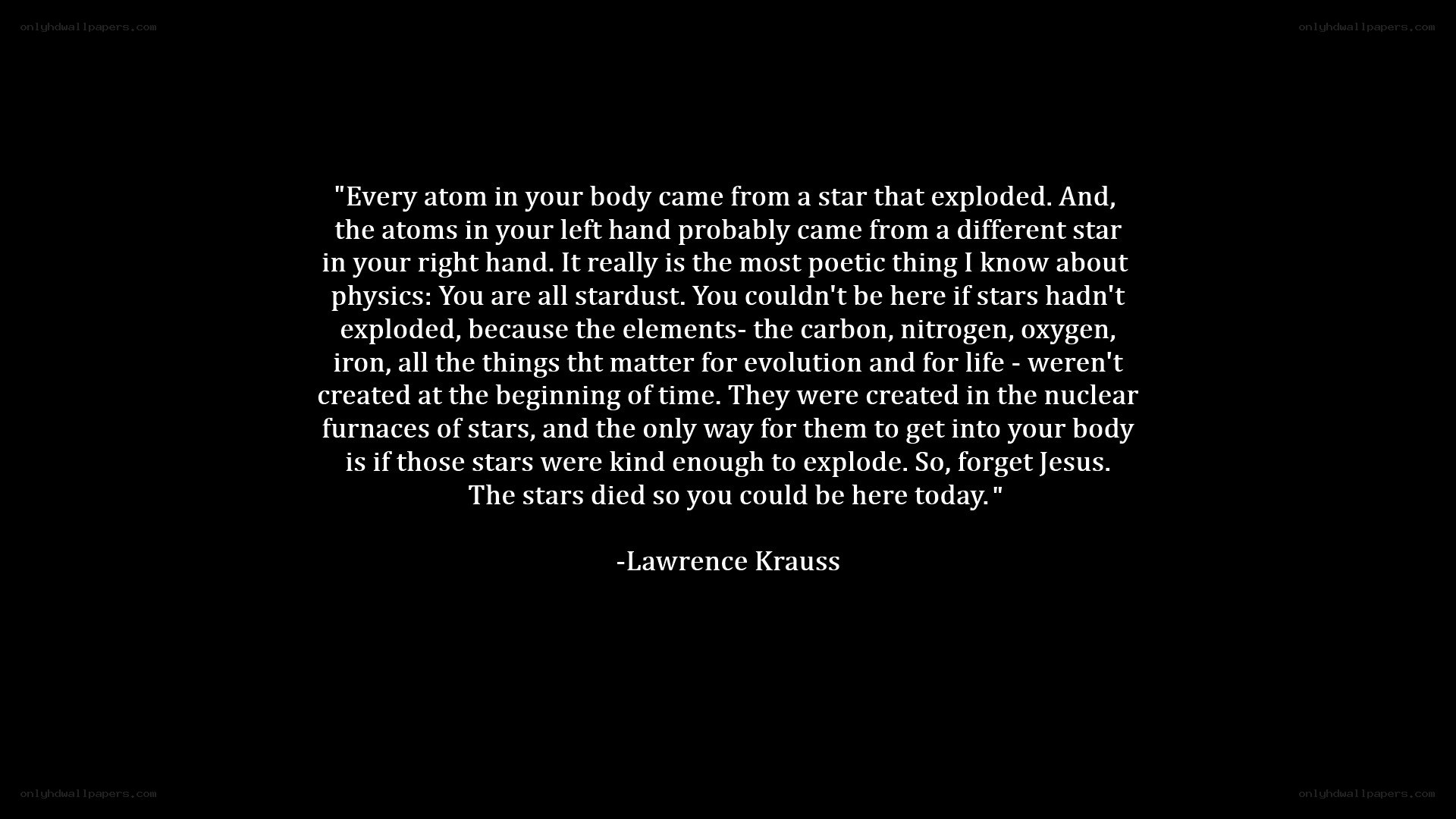 stardust quote from Lawrence Krauss