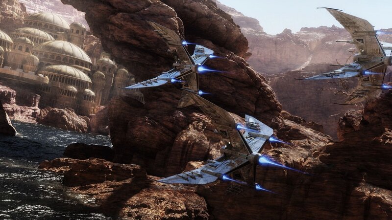 Starfighters in Canyon — Brown, Dramatic