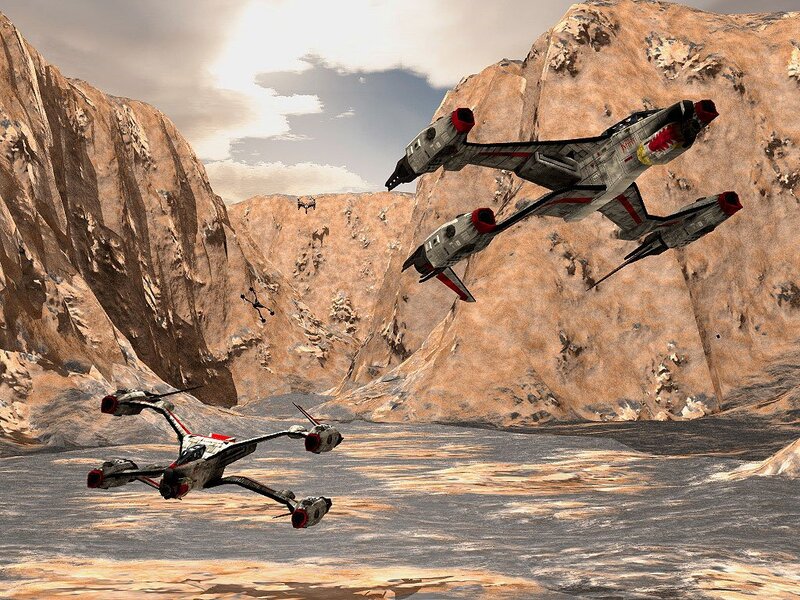 Starfighters in Canyon