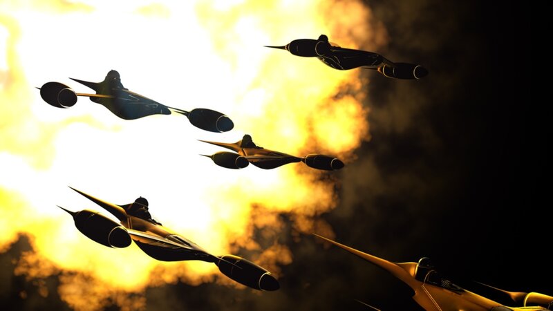 Starfighters in Formation — Yellow