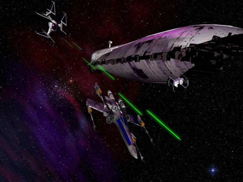 Starfighters in Space Battle — Purple
