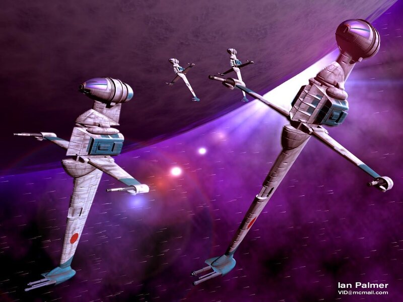 Starfighters in space formation