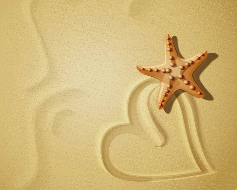 Starfish on Sand — Beige, Serene, Illustration