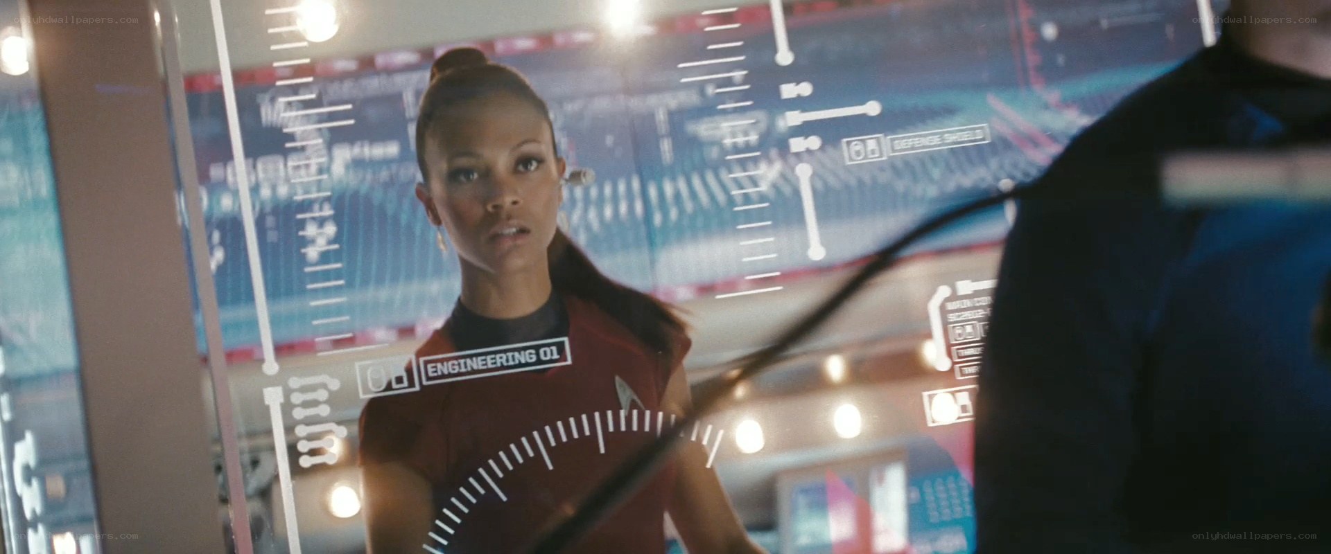 Starfleet engineer in control room