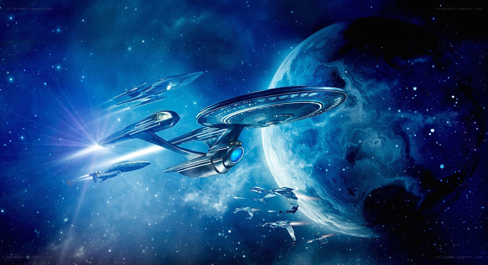 Starfleet fleet near planet