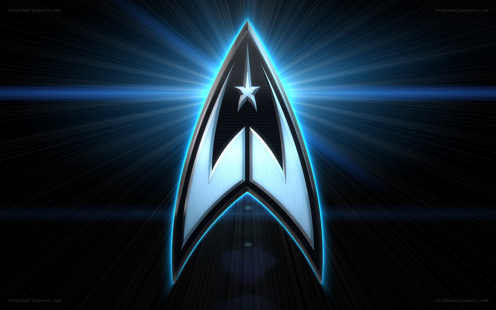Starfleet insignia glowing blue