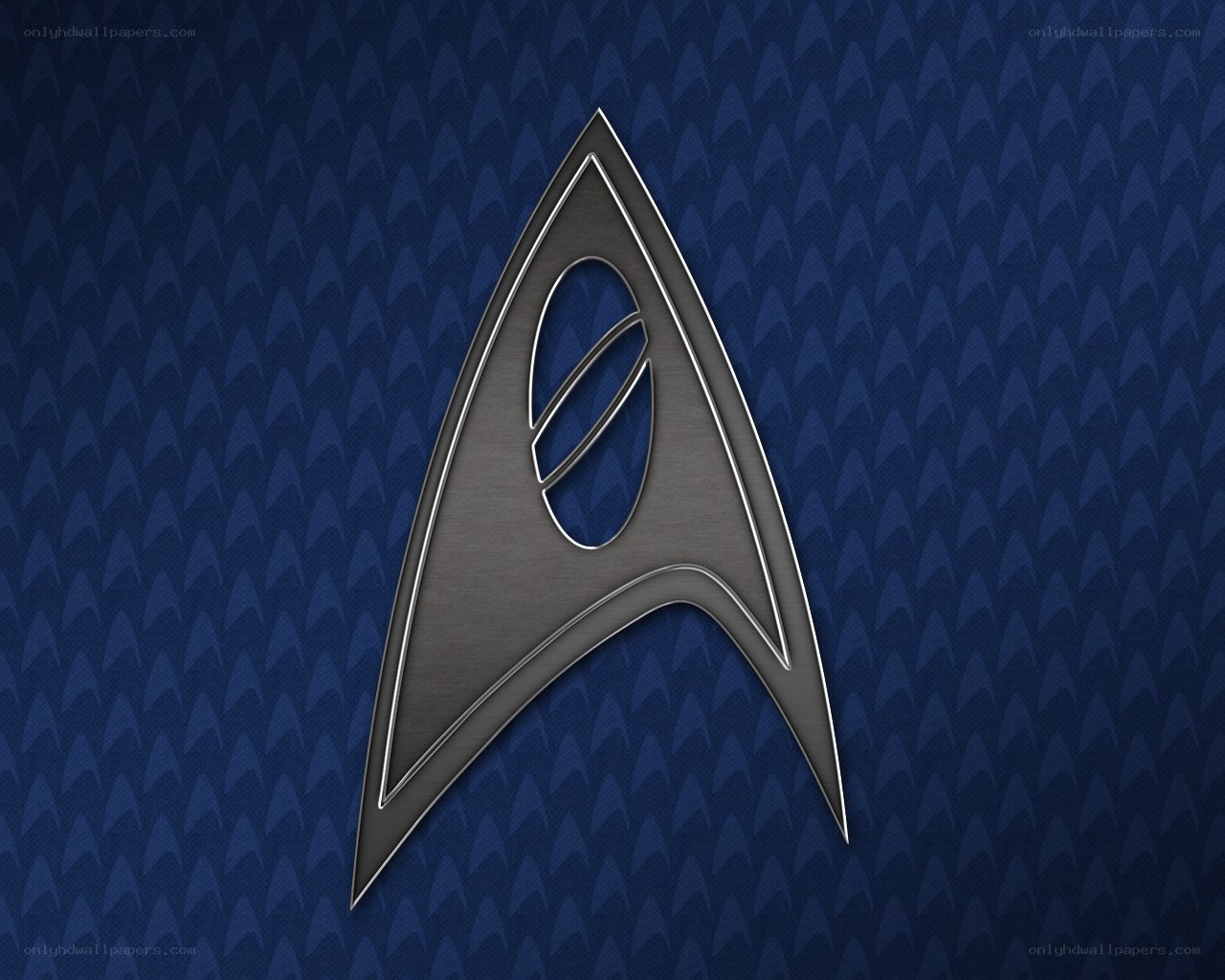 Starfleet insignia on blue background