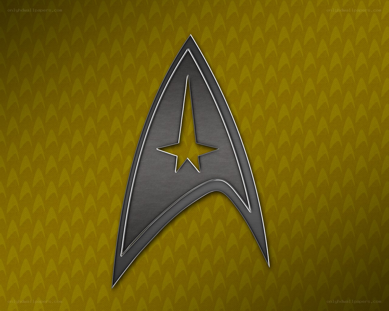 Starfleet insignia on gold background